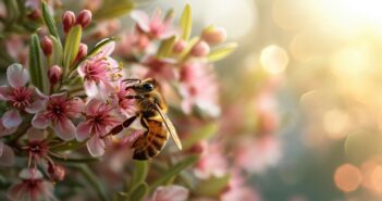 Eine Biene an einer Manuka-Blüte. (Foto: AdobeStock_702831869 vxnaghiyev)